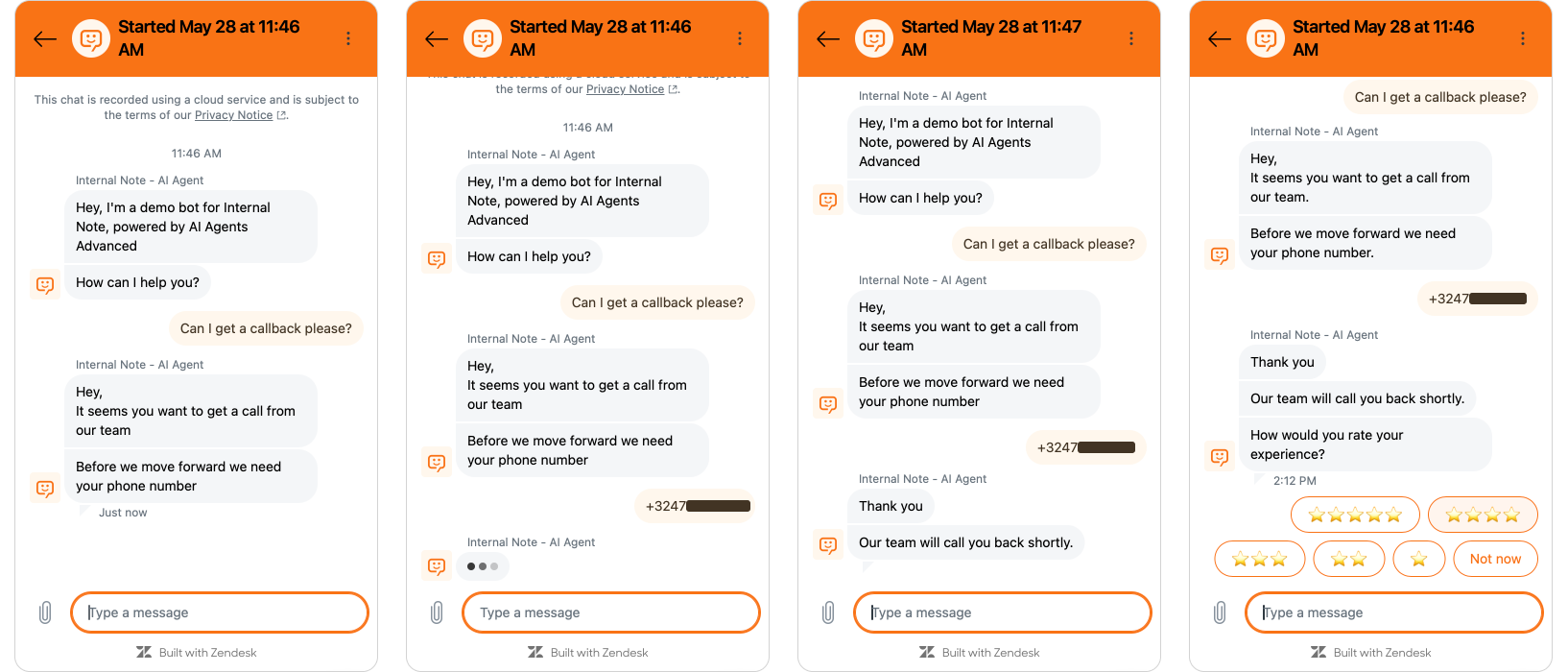 Creating callback requests via Zendesk AI Agents