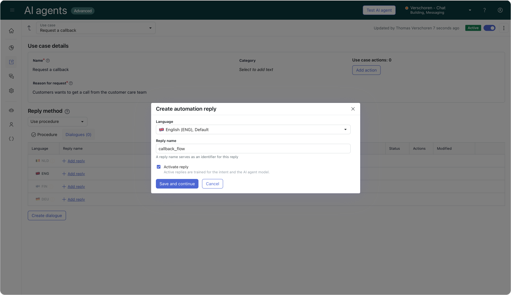 Creating callback requests via Zendesk AI Agents