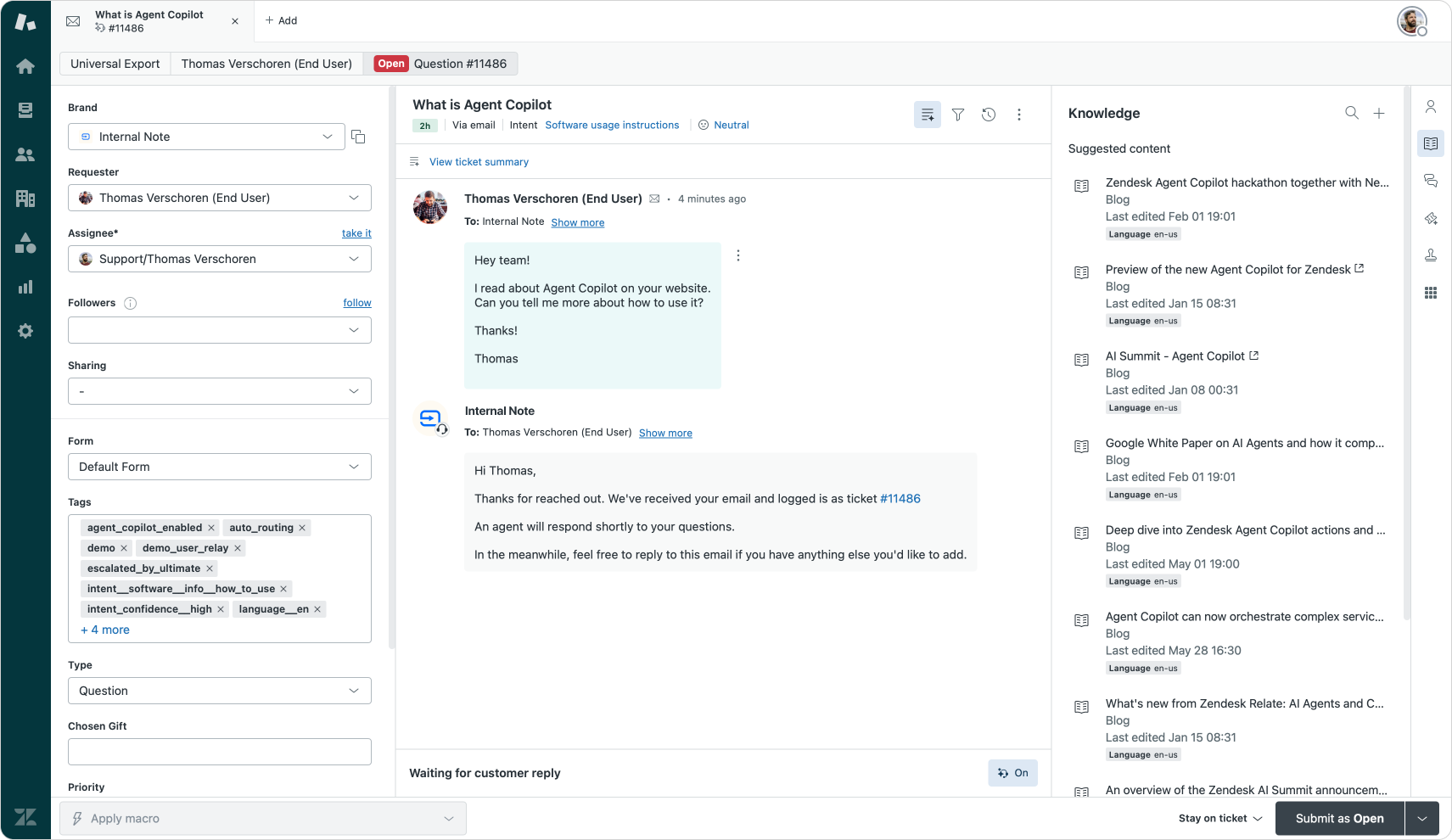 Generative email replies for AI Agents Advanced in Zendesk