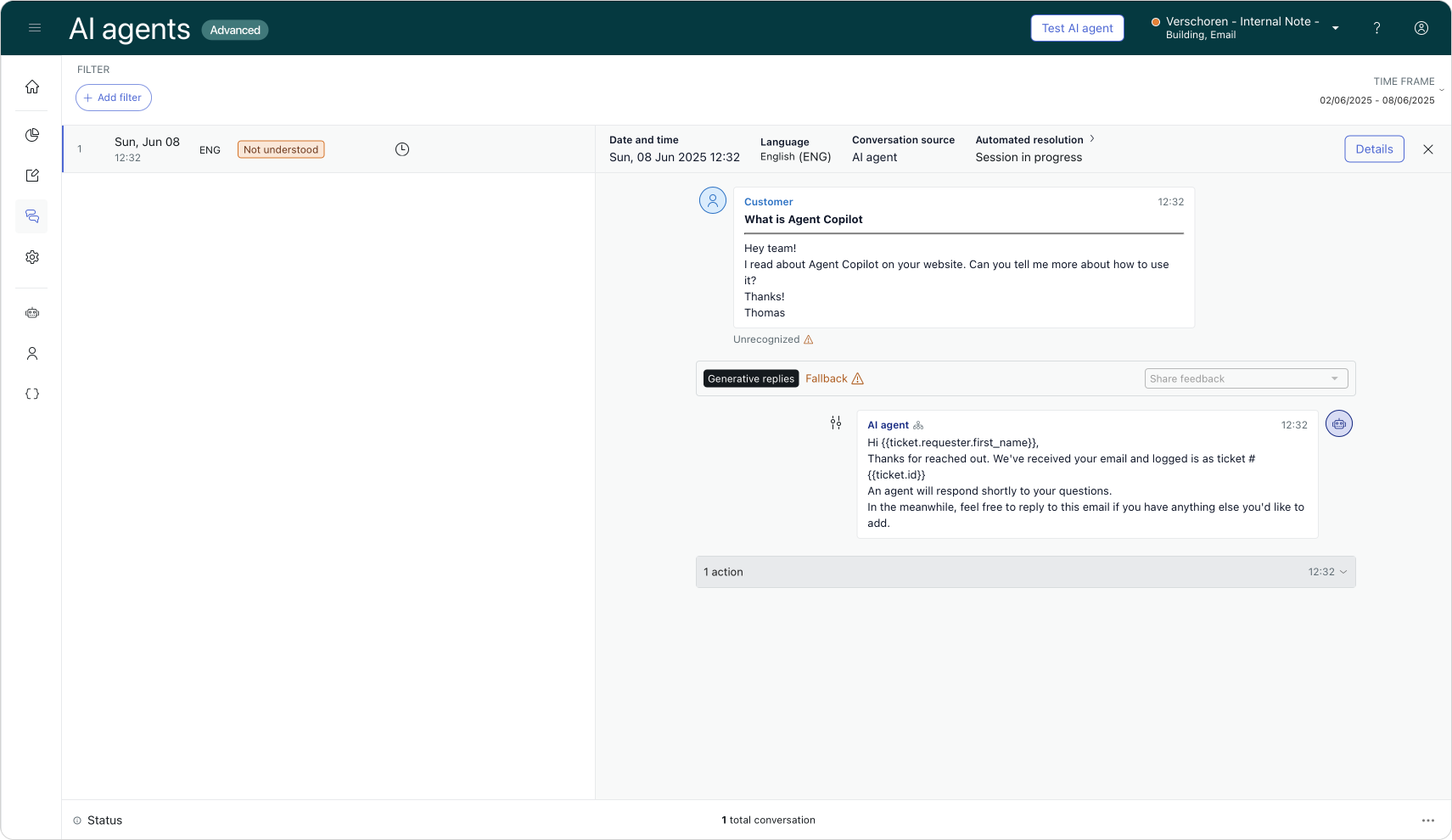 Generative email replies for AI Agents Advanced in Zendesk