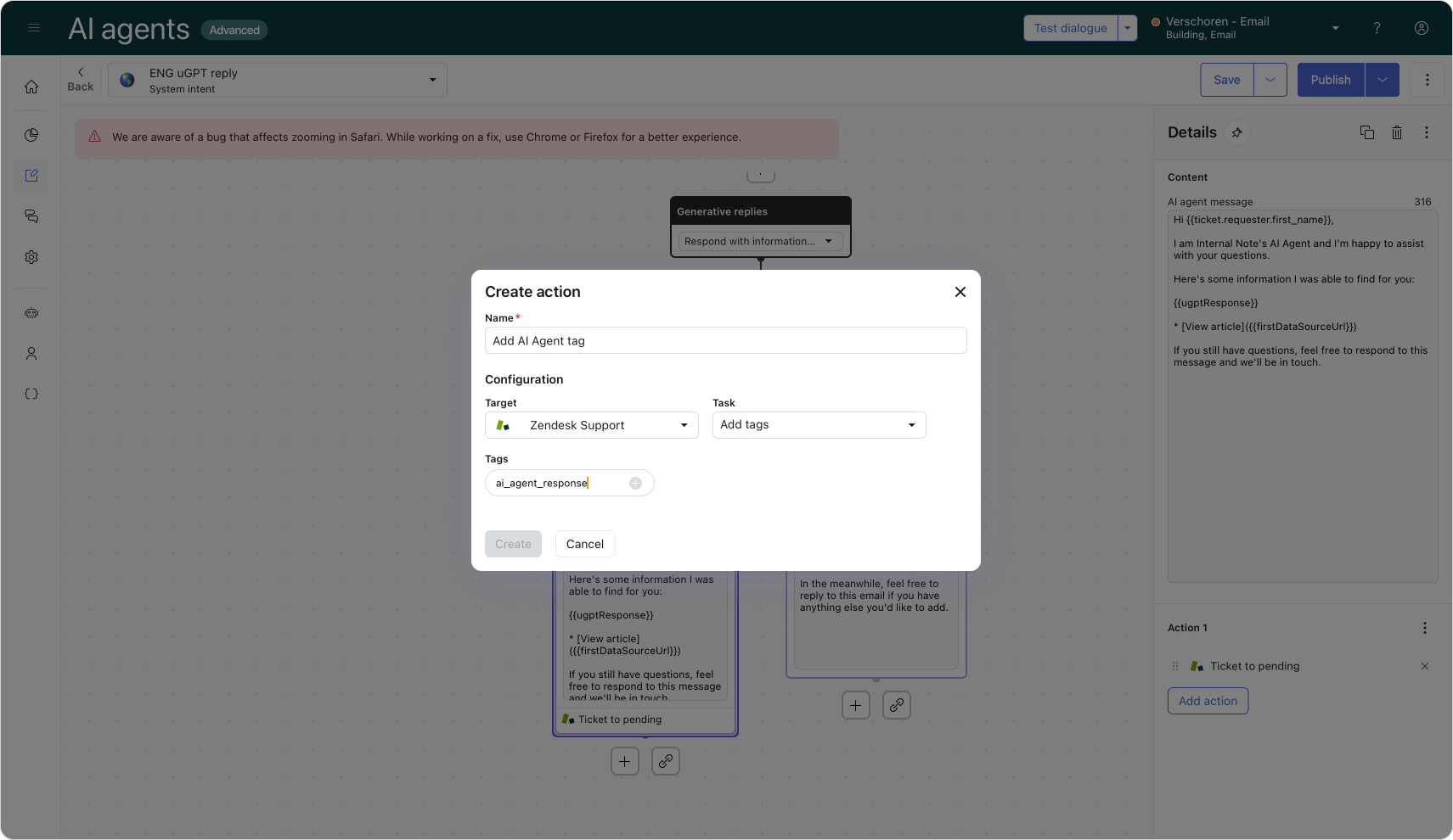 Generative email replies for AI Agents Advanced in Zendesk