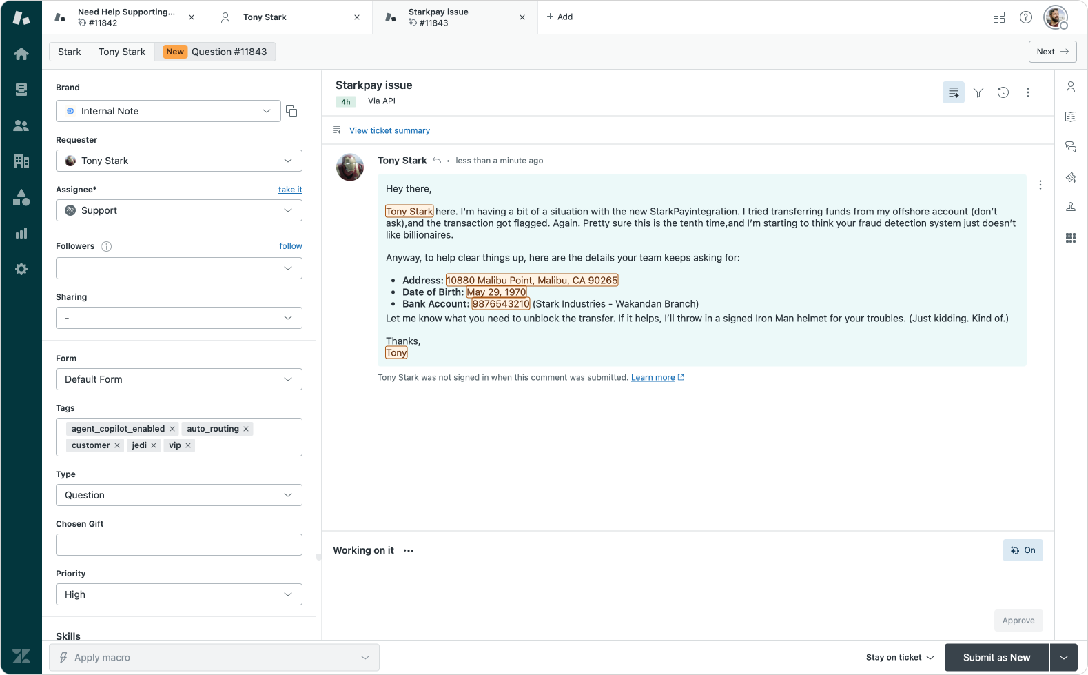 Automated ticket redaction via triggers in Zendesk