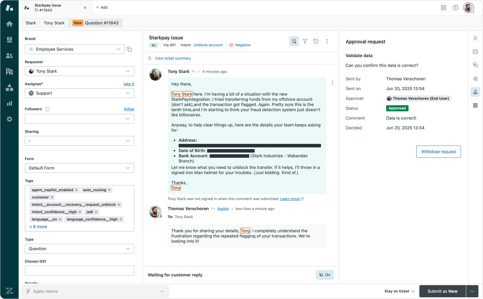Automated ticket redaction via triggers in Zendesk