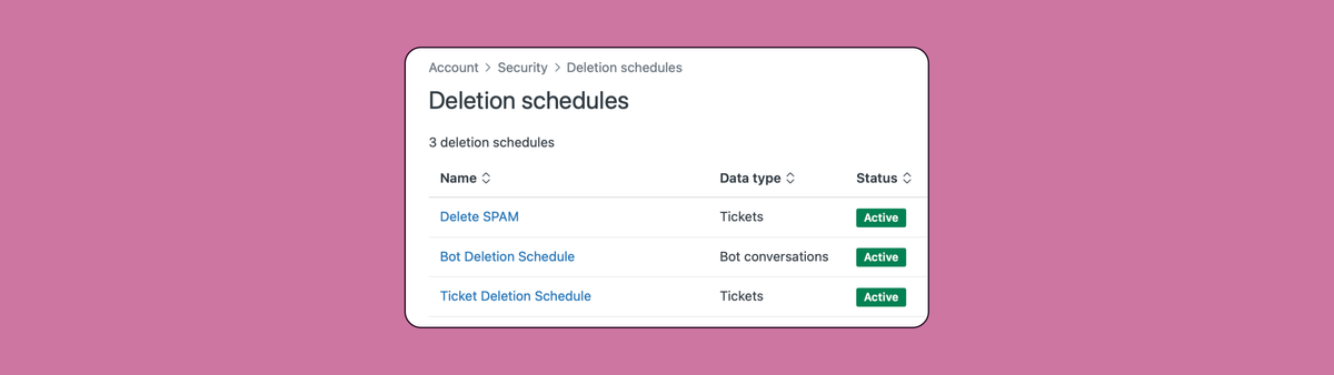 Setting up deletion schedules for ticket and bot conversations in Zendesk