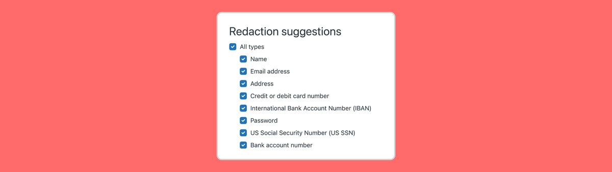 Redaction suggestions powered by Zendesk's Advanced Data Privacy and Protection add-on