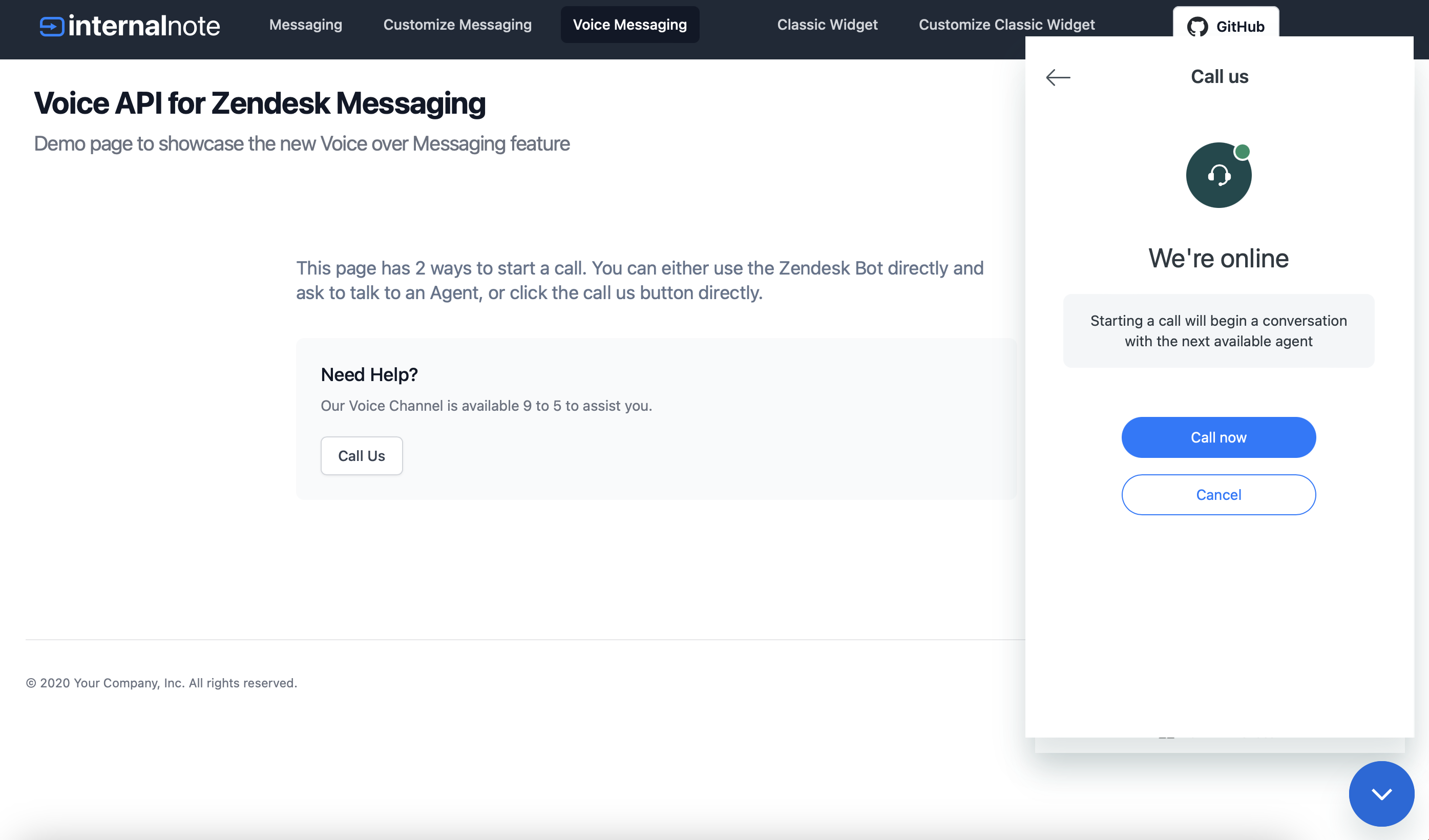 Voice API powered by Zendesk Messaging