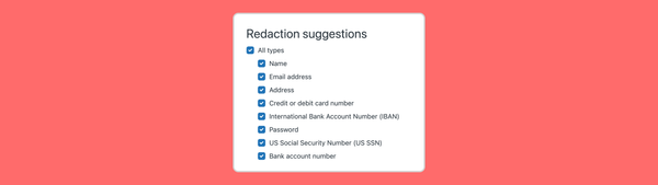 Redaction suggestions powered by Zendesk's Advanced Data Privacy and Protection add-on